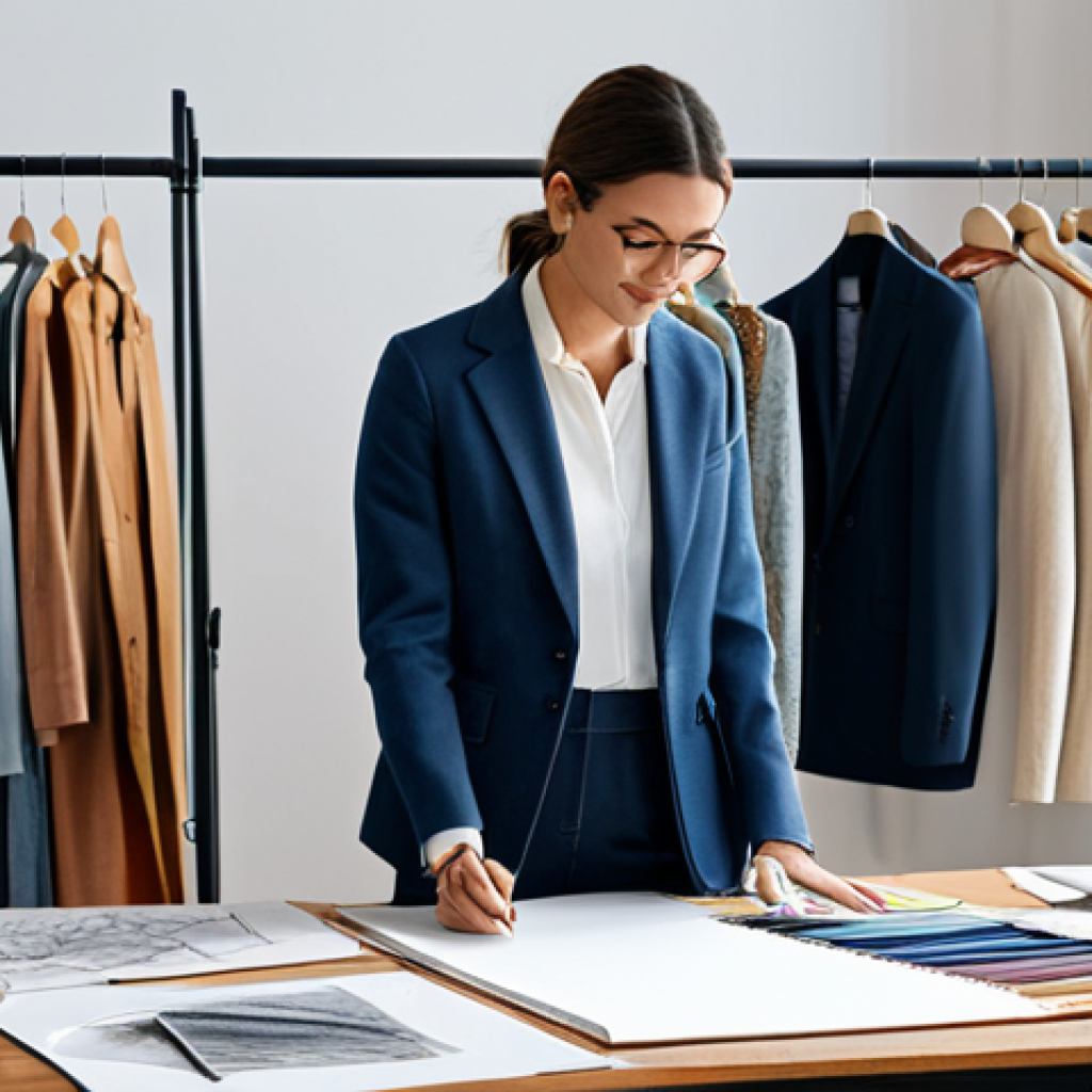 패션디자인과 패션포토북 - **

A fashion designer in their studio, surrounded by fabric swatches and sketches, fully clothed in...