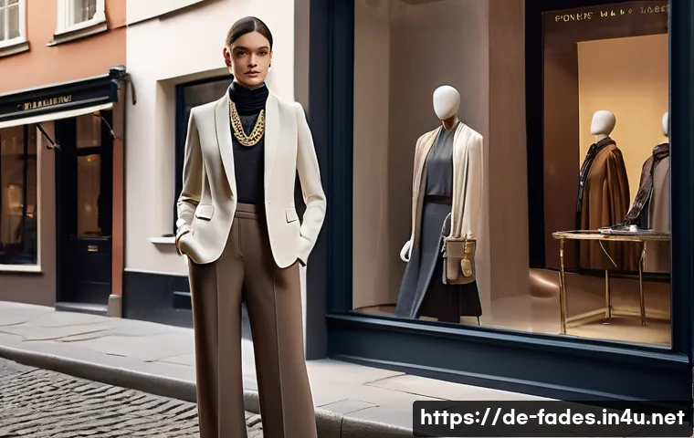 패션 머천다이징 - **Prompt: "A captivating, luxurious shop window display for a high-end fashion boutique on a charmin...