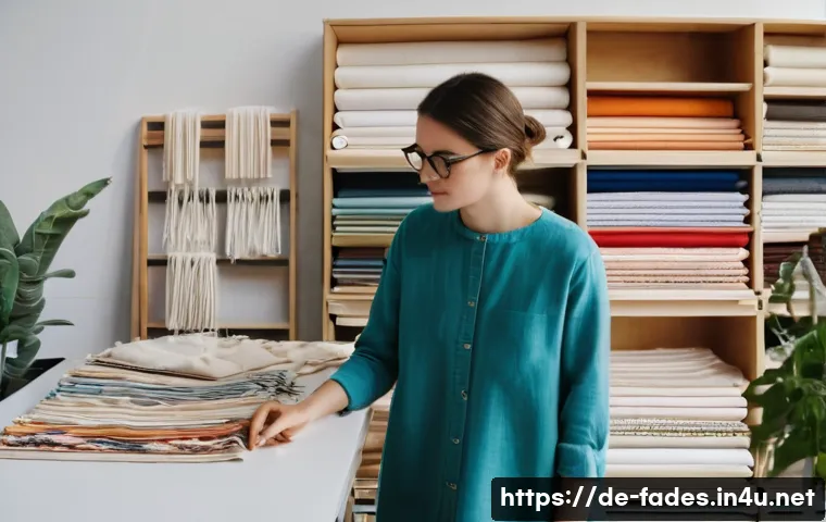 패션디자인과 패션브랜드 런칭 - A modern sustainable fashion design studio in Berlin, showcasing moodboards filled with colorful fab...