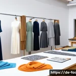 Home 22 패션디자인과 패션직업군 - A fashion designer’s studio in Berlin, showcasing a creative workspace with hand-drawn sketches and ...