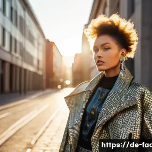 Home 33 패션디자인과 패션포토그래피 - A high-fashion photoshoot scene set in a late afternoon outdoor urban environment in Berlin, featuri...