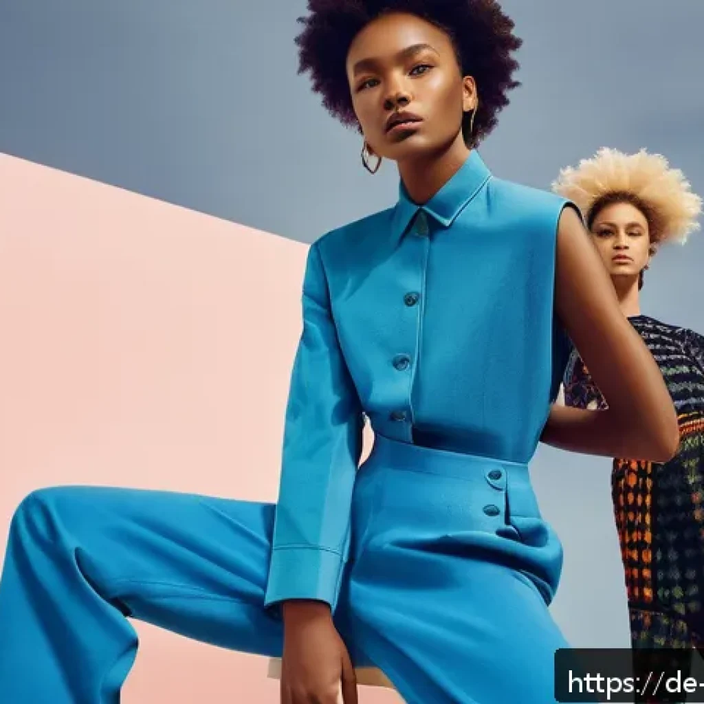 패션디자인과 패션잡지 - A high-fashion editorial photoshoot set in a modern Berlin studio, featuring a diverse group of youn...