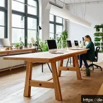 Home 18 패션디자인과 패션에코시스템 - A modern sustainable fashion design studio in Germany, showing a diverse group of designers collabor...