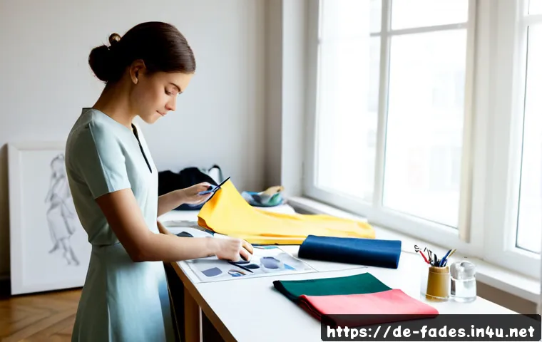 패션디자인 공모전 준비 - Photorealistic fashion design competition preparation scene in a bright Berlin studio, young adult d...