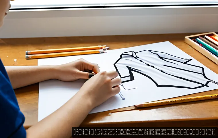 Home 17 패션디자인 스케치 방법 - Photorealistic close-up of a German fashion design student’s hands sketching a full-body clothing fi...
